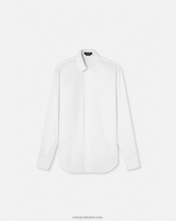 roupas P2TX1300 Versace camisa bordada com logo branco homens
