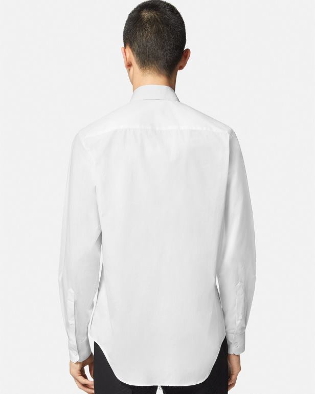 roupas P2TX1300 Versace camisa bordada com logo branco homens