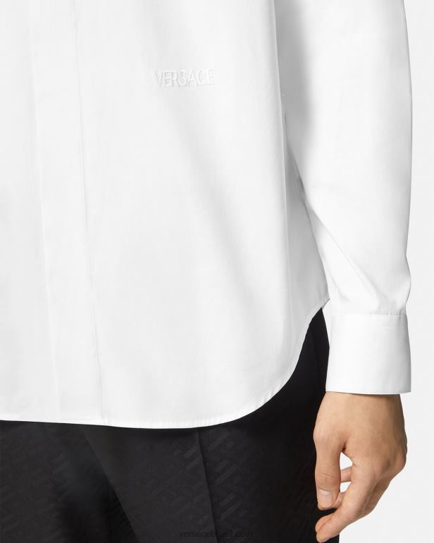 roupas P2TX1300 Versace camisa bordada com logo branco homens