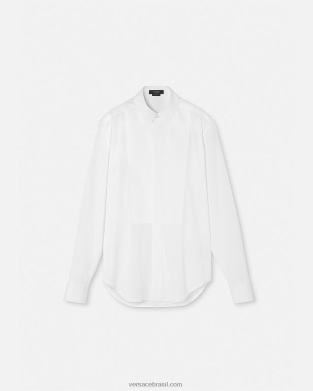 roupas P2TX1301 Versace camisa formal de smoking branco homens