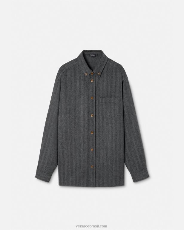 roupas P2TX1302 Versace blusa de caxemira medusa cinza homens