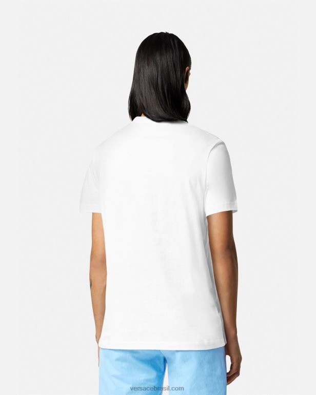 roupas P2TX1366 Versace camiseta com logo silhueta barroco branco homens