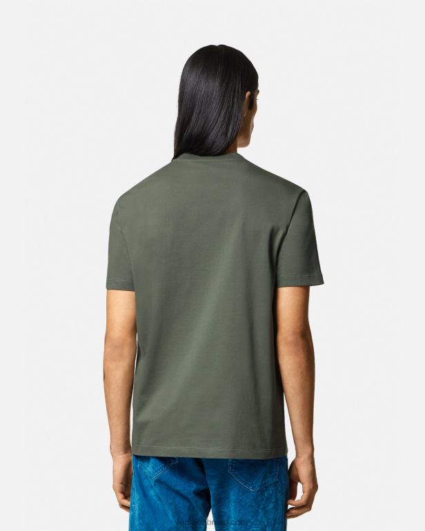 roupas P2TX1368 Versace camiseta com logo silhueta barroco verde homens