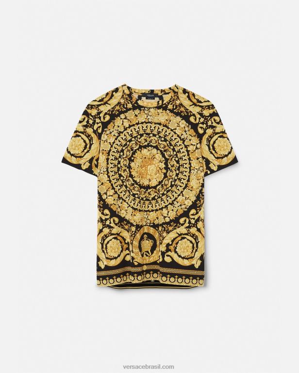roupas P2TX1369 Versace camiseta barroco imprimir homens