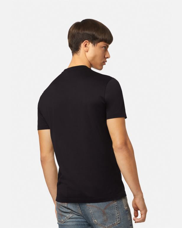 roupas P2TX1377 Versace camiseta com logo medusa embelezada preto homens