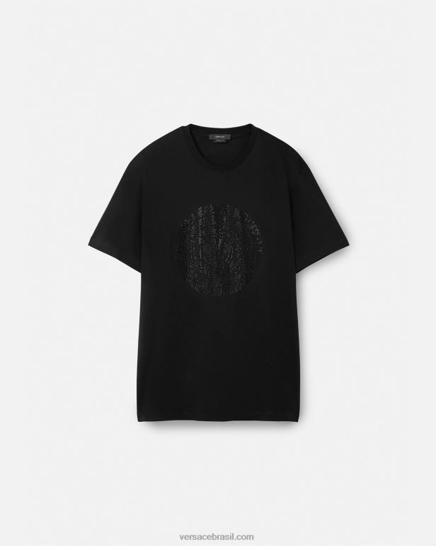 roupas P2TX1378 Versace camiseta silhueta barroco preto homens