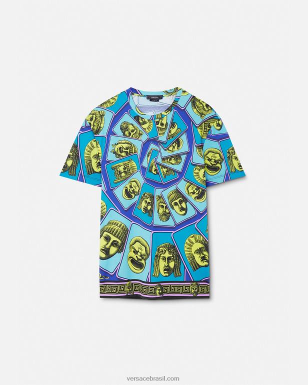 roupas P2TX1381 Versace camiseta le maschere imprimir homens