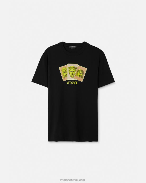 roupas P2TX1382 Versace camiseta le maschere preto homens