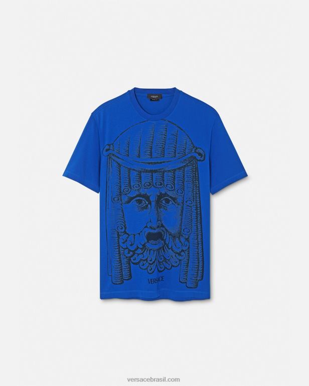 roupas P2TX1383 Versace camiseta la maschera azul homens