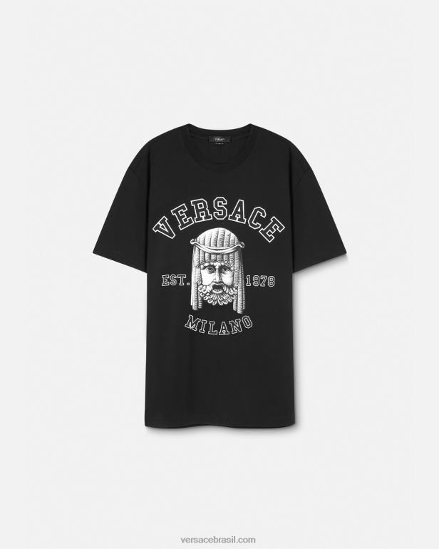 roupas P2TX1385 Versace camiseta com logo la maschera preto homens