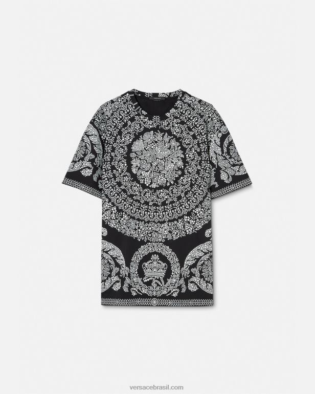 roupas P2TX1392 Versace camiseta silhueta barroco preto homens