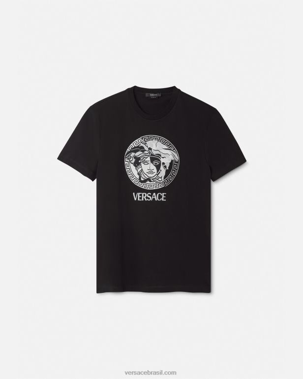 roupas P2TX1397 Versace camiseta com logo medusa preto homens