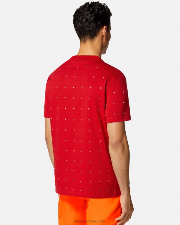 roupas P2TX1401 Versace camiseta grade de cristal barroco vermelho homens