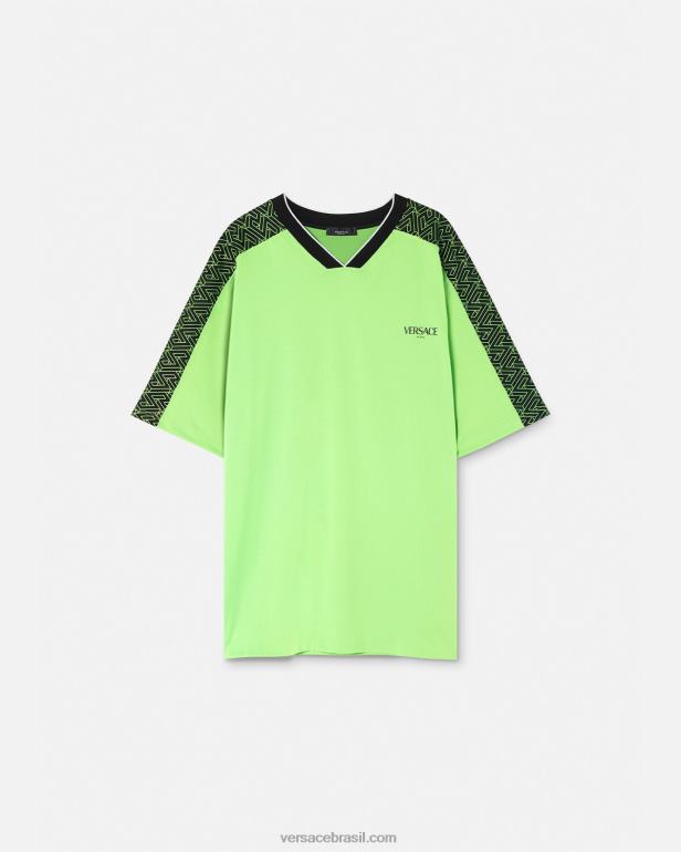 roupas P2TX1462 Versace camiseta academia la greca verde Preto homens