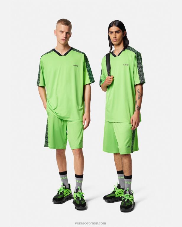 roupas P2TX1462 Versace camiseta academia la greca verde Preto homens