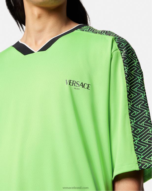 roupas P2TX1462 Versace camiseta academia la greca verde Preto homens