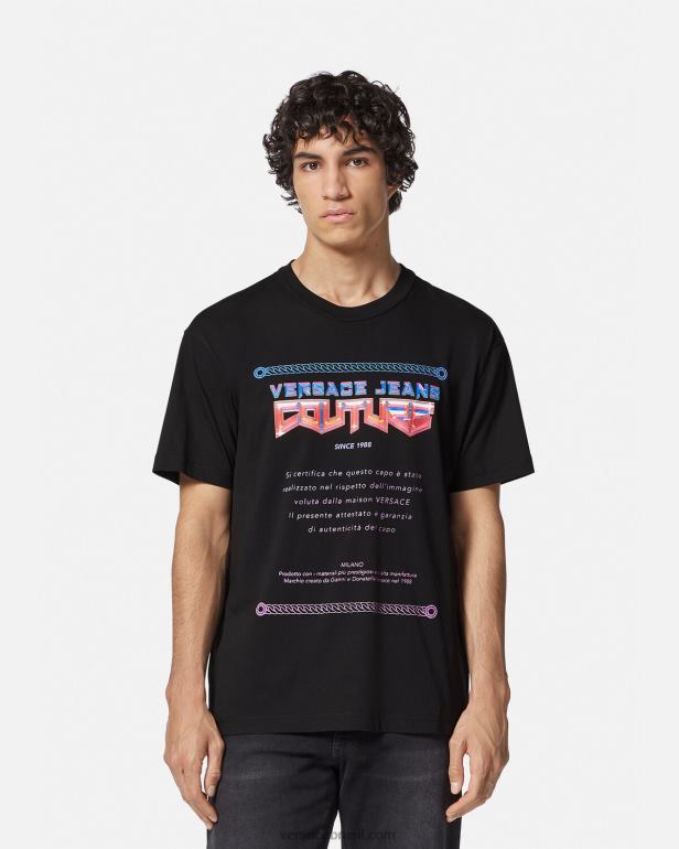 roupas P2TX2368 Versace camiseta com logotipo de garantia preto homens