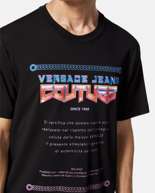 roupas P2TX2368 Versace camiseta com logotipo de garantia preto homens