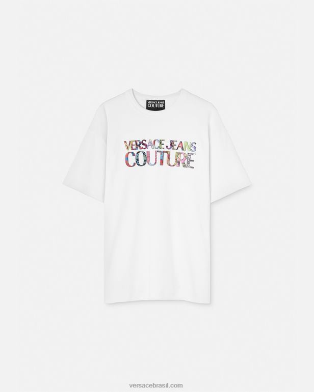 roupas P2TX2370 Versace camiseta com logotipo branco homens