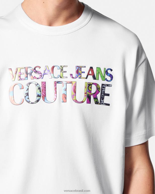 roupas P2TX2370 Versace camiseta com logotipo branco homens
