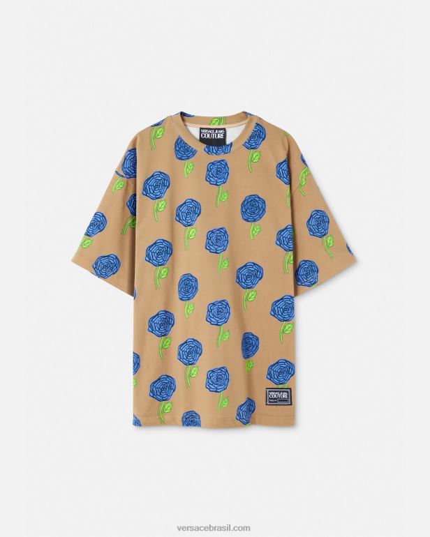 roupas P2TX2371 Versace camiseta rosas marrom homens