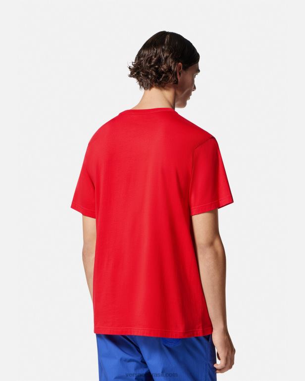 roupas P2TX2373 Versace camiseta com logo de rosas laranja homens