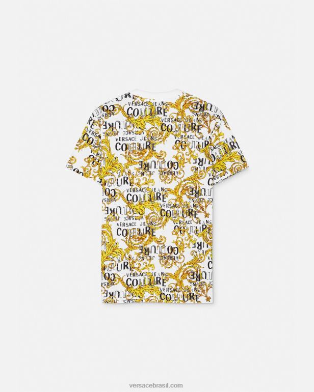 roupas P2TX2386 Versace camiseta de alta costura com logotipo ouro e branco homens