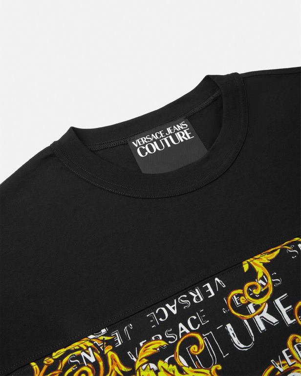 roupas P2TX2388 Versace camiseta de alta costura com logotipo ouro Preto homens