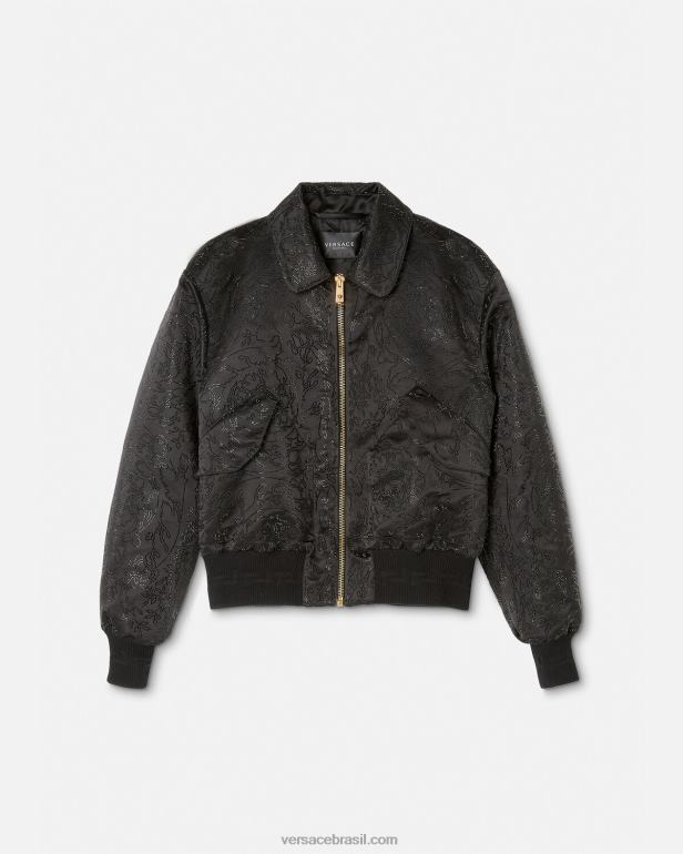 roupas P2TX1226 Versace jaqueta bomber com silhueta barroca embelezada preto homens
