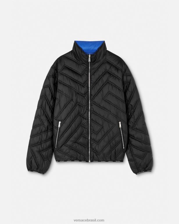 roupas P2TX1228 Versace jaqueta puffer la greca preto homens