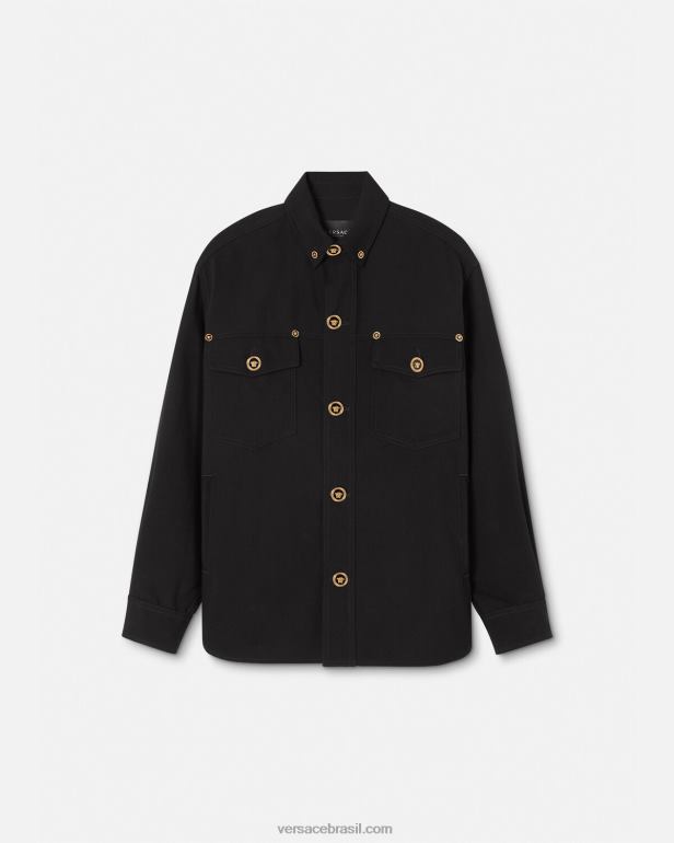 roupas P2TX1229 Versace camiseta medusa lã virgem preto homens