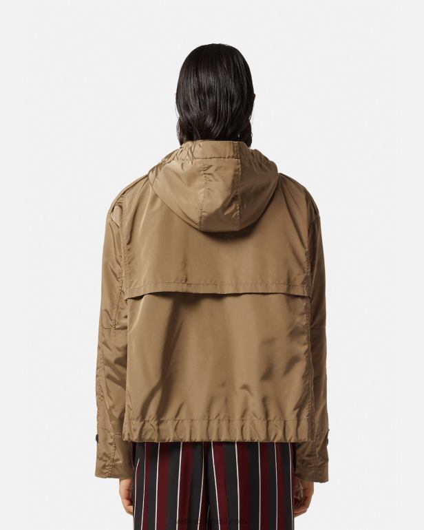 roupas P2TX1231 Versace jaqueta corta vento com logo bege homens