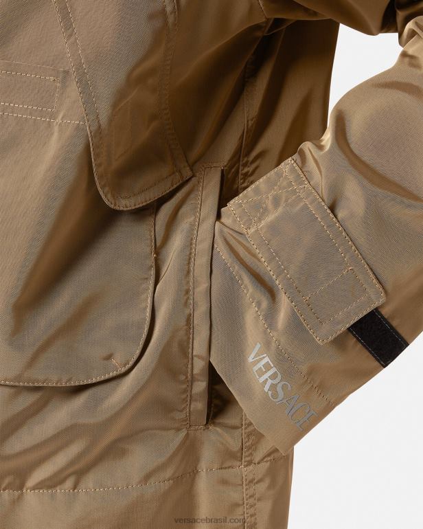 roupas P2TX1231 Versace jaqueta corta vento com logo bege homens