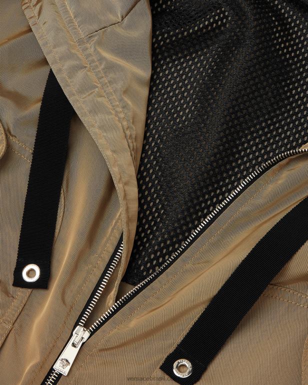 roupas P2TX1231 Versace jaqueta corta vento com logo bege homens