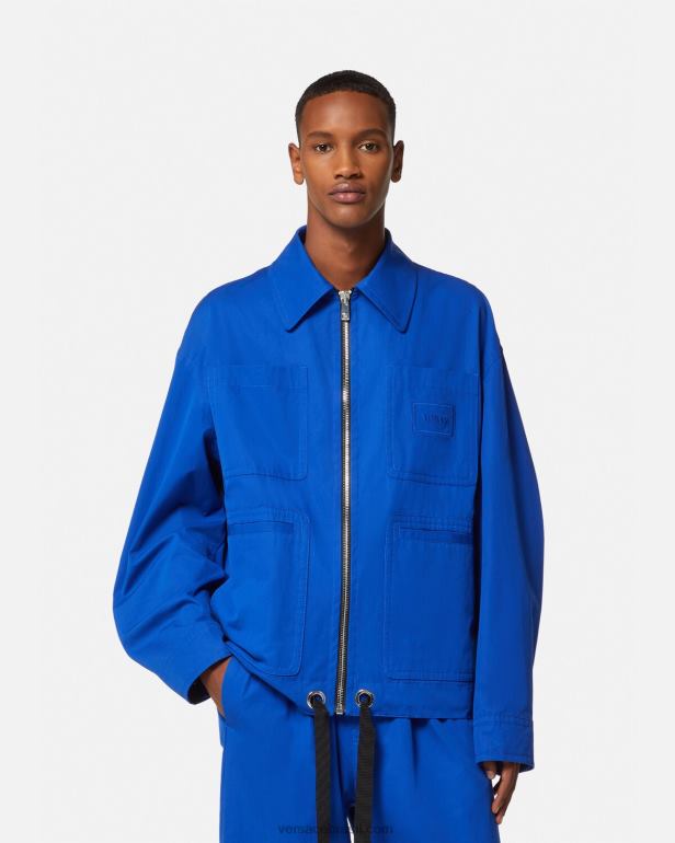 roupas P2TX1234 Versace jaqueta blusão com logo azul homens