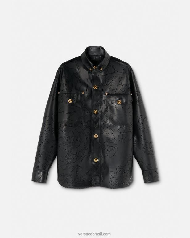 roupas P2TX1237 Versace camiseta látex barroco preto homens