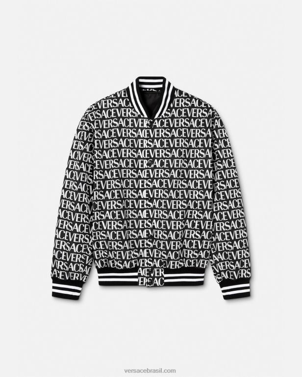 roupas P2TX1238 Versace jaqueta bomber completa preto e estampado homens