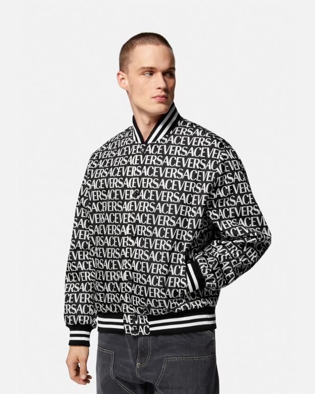 roupas P2TX1238 Versace jaqueta bomber completa preto e estampado homens