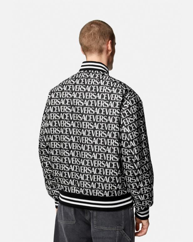roupas P2TX1238 Versace jaqueta bomber completa preto e estampado homens
