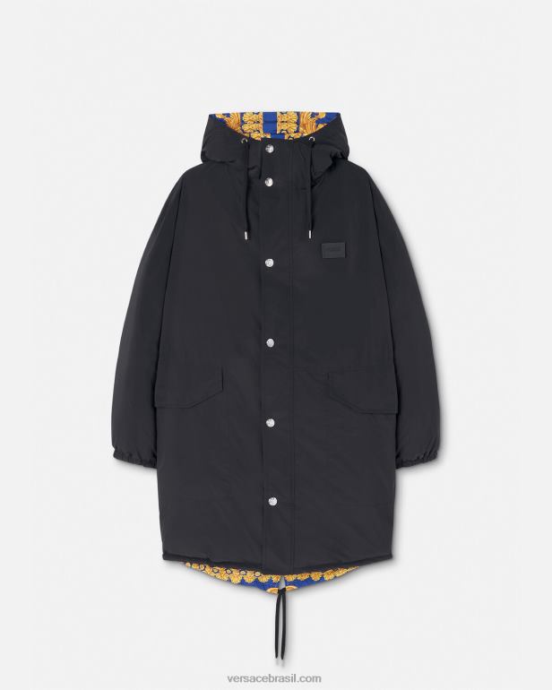 roupas P2TX1239 Versace parka baiacu barocco 660 reversível azul e dourado homens
