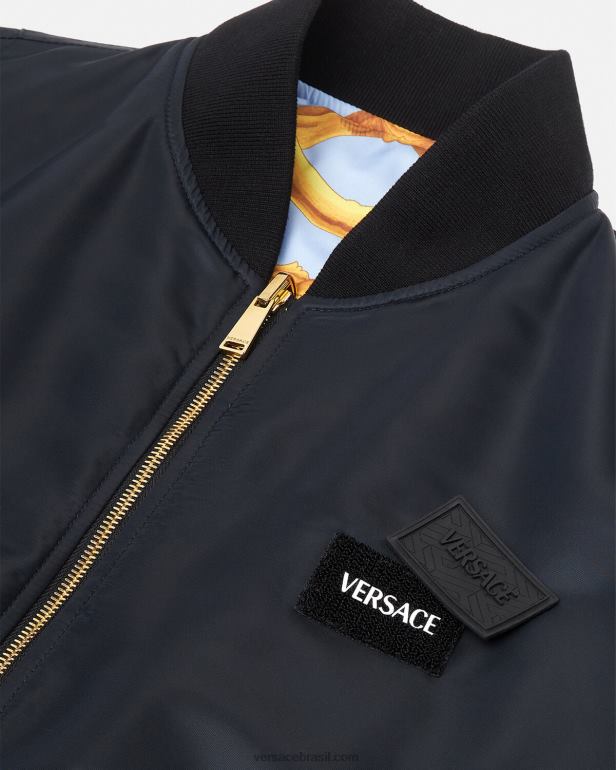 roupas P2TX1240 Versace jaqueta bomber barocco 660 reversível azul e dourado homens