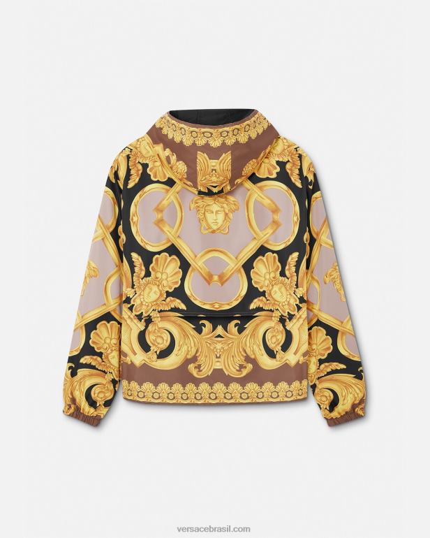 roupas P2TX1241 Versace jaqueta corta vento barocco 660 marrom e dourado homens