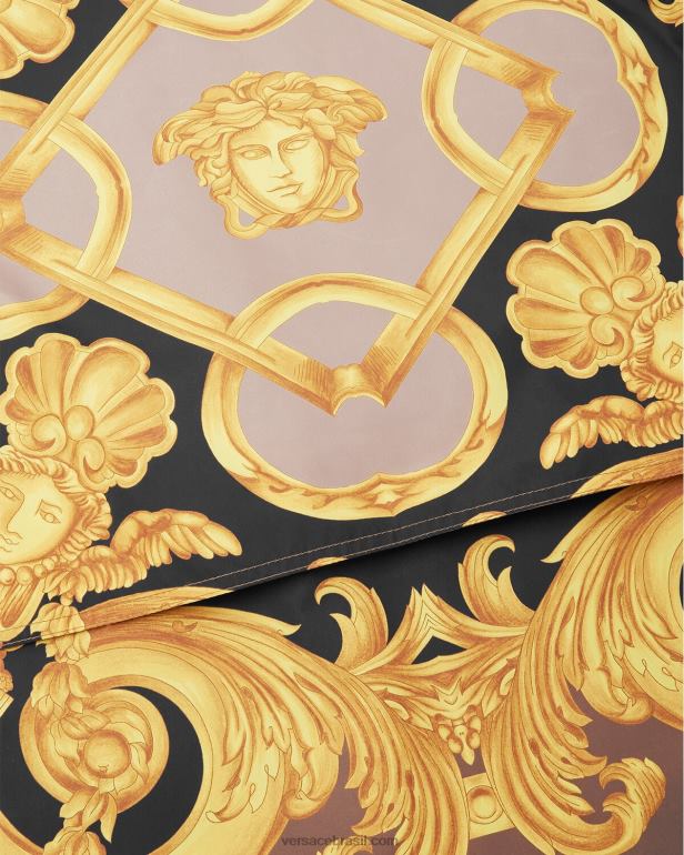 roupas P2TX1241 Versace jaqueta corta vento barocco 660 marrom e dourado homens