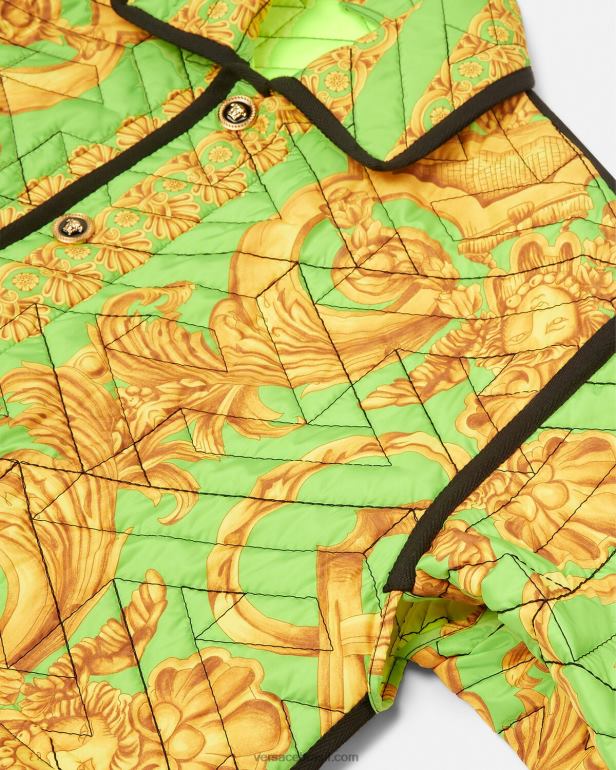 roupas P2TX1242 Versace jaqueta acolchoada barocco 660 ouro e verde homens