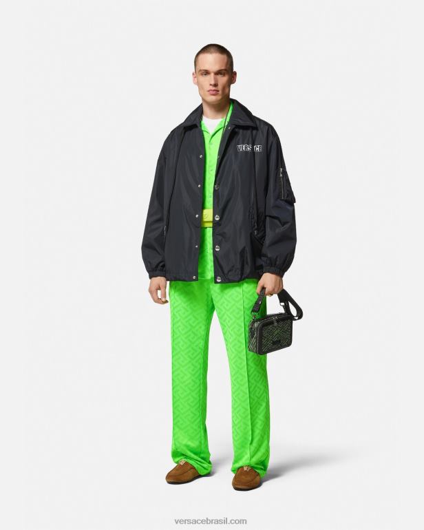 roupas P2TX1243 Versace jaqueta com logotipo gráfico de náilon preto homens