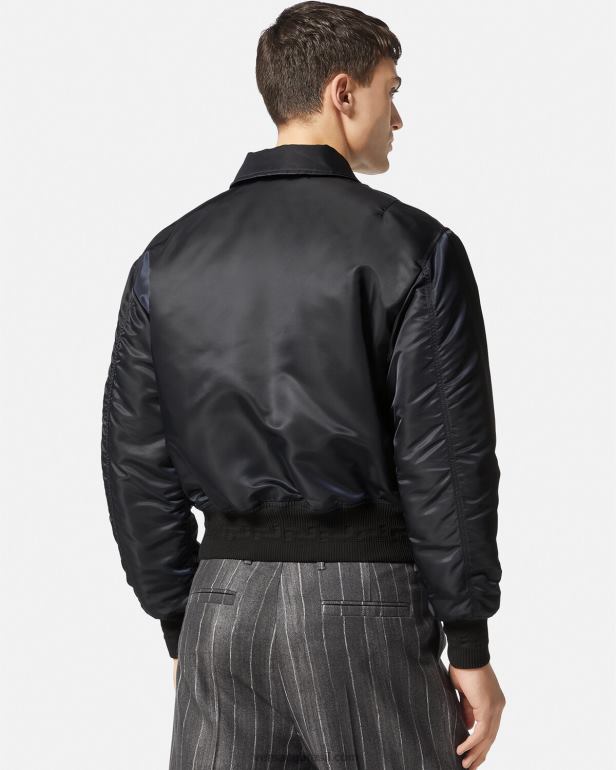 roupas P2TX1250 Versace jaqueta bomber com patch de logo preto homens