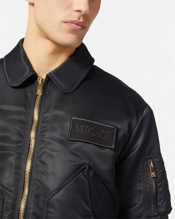roupas P2TX1250 Versace jaqueta bomber com patch de logo preto homens