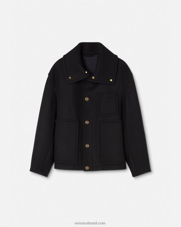 roupas P2TX1251 Versace blusão de lã medusa preto homens