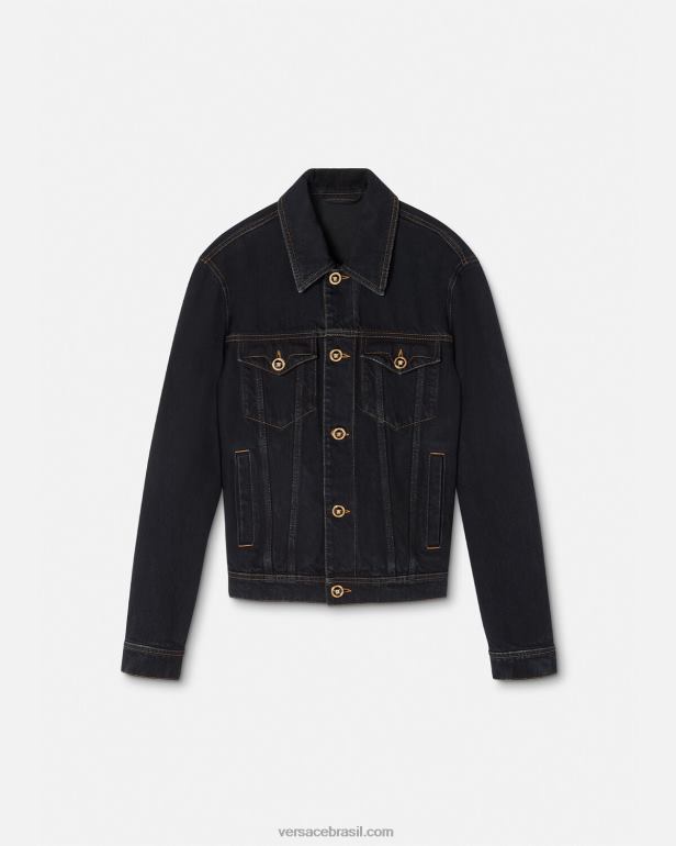 roupas P2TX1252 Versace jaqueta jeans medusa preto homens