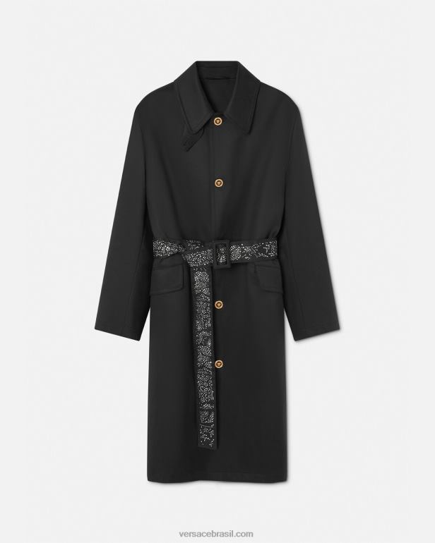 roupas P2TX1254 Versace trench coat com tachas preto homens